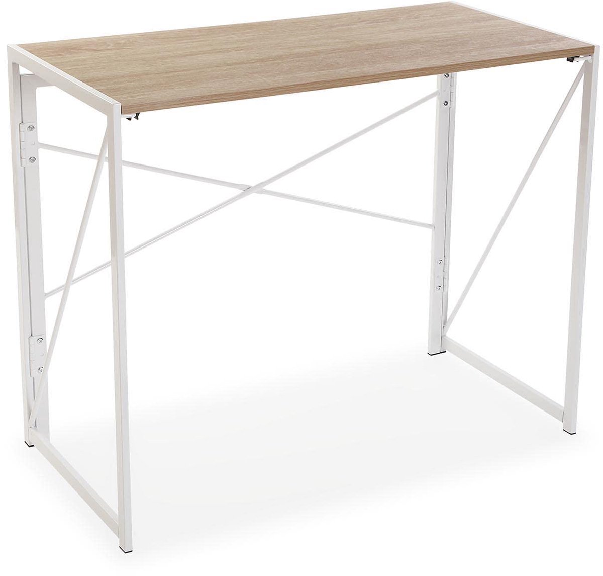 SnelShoppen - Versa Jack Computer Bureau Tafel - Gaming Tafel Vouwbaar - Hout en Metaal - Wit - Afmetingen 74x45x90 cm - Studie en Slaapkamer Tafel