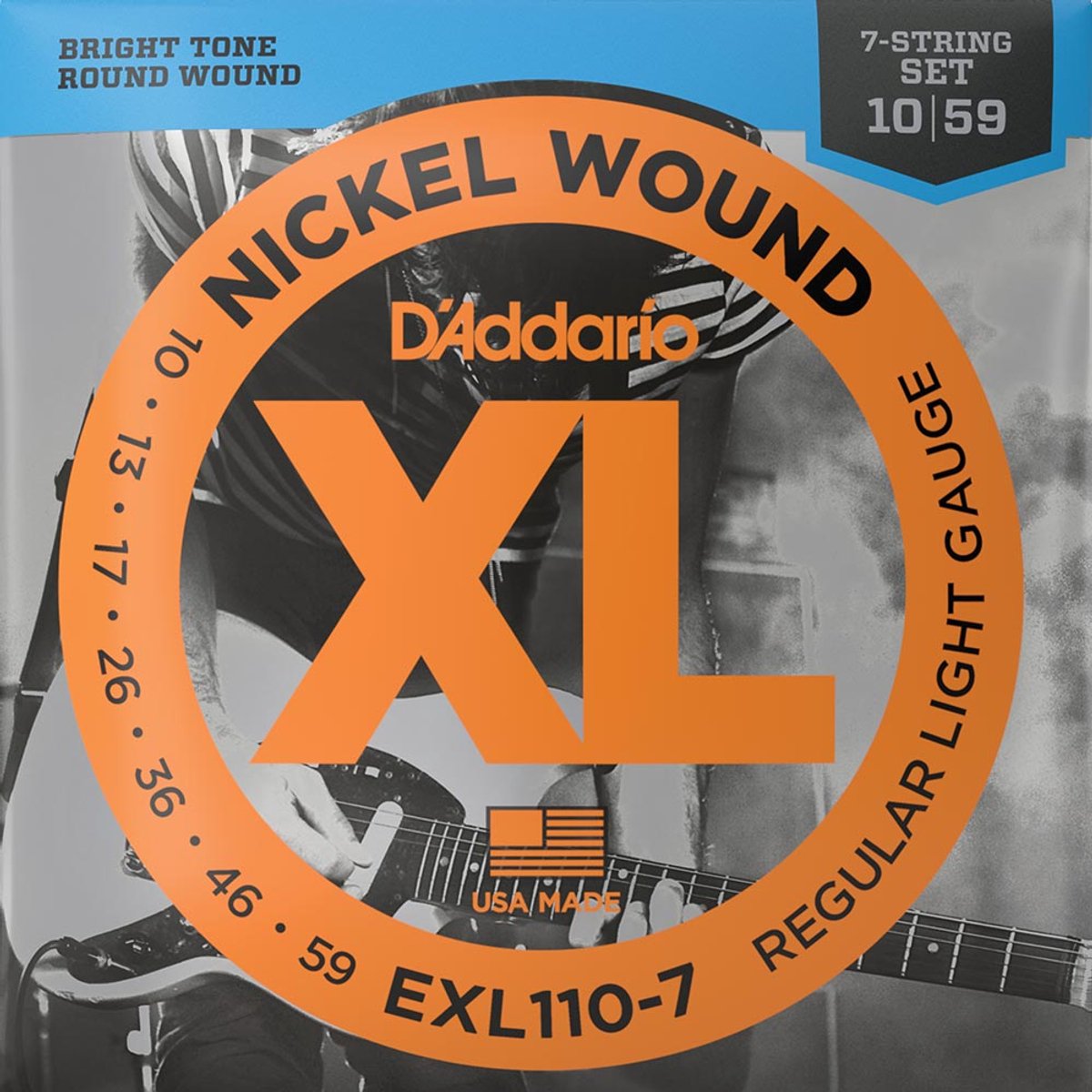 D'Addario EXL110-7 Regular Light 7-String 7, 8 en 12-snarenset