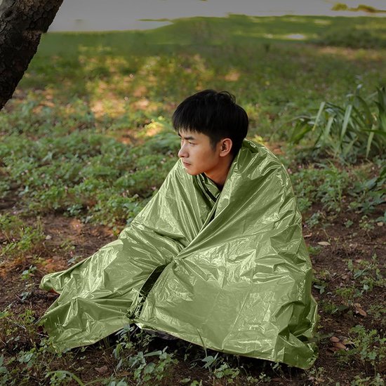 Thermo Survival Bag - Nood Slaapzak - Outdoor Bescherming - Waterdicht Lichtgewicht - 90x210cm - Legergroen van Thermo期开奖 — afbeelding 2