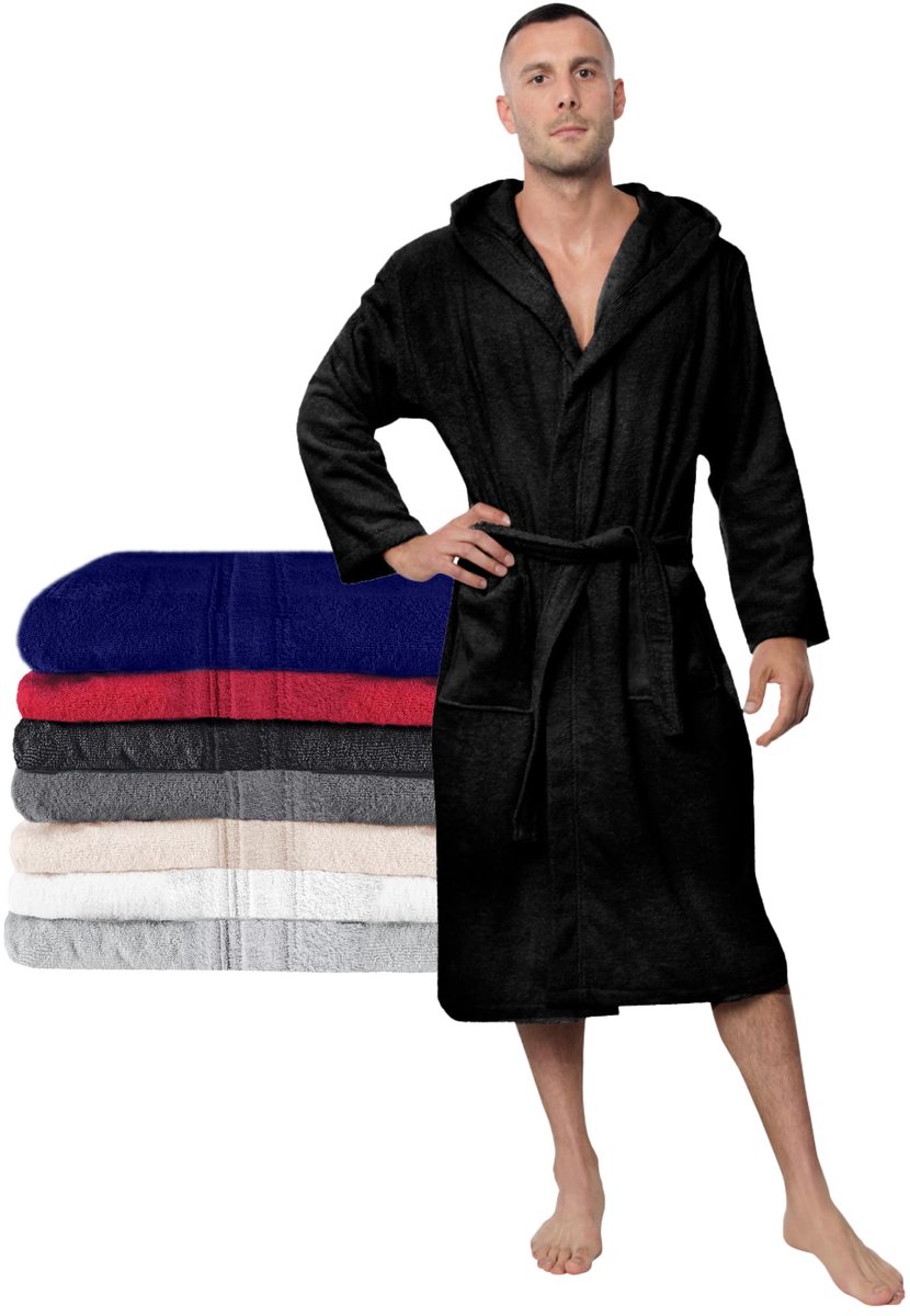 SnelShoppen - Badjas Mannen Katoen 3XL - Zacht en Donzig Donkergrijs - 100% Katoen OEKO-TEX® Gecertificeerd, Perfect voor Thuis, Sauna of Wellness