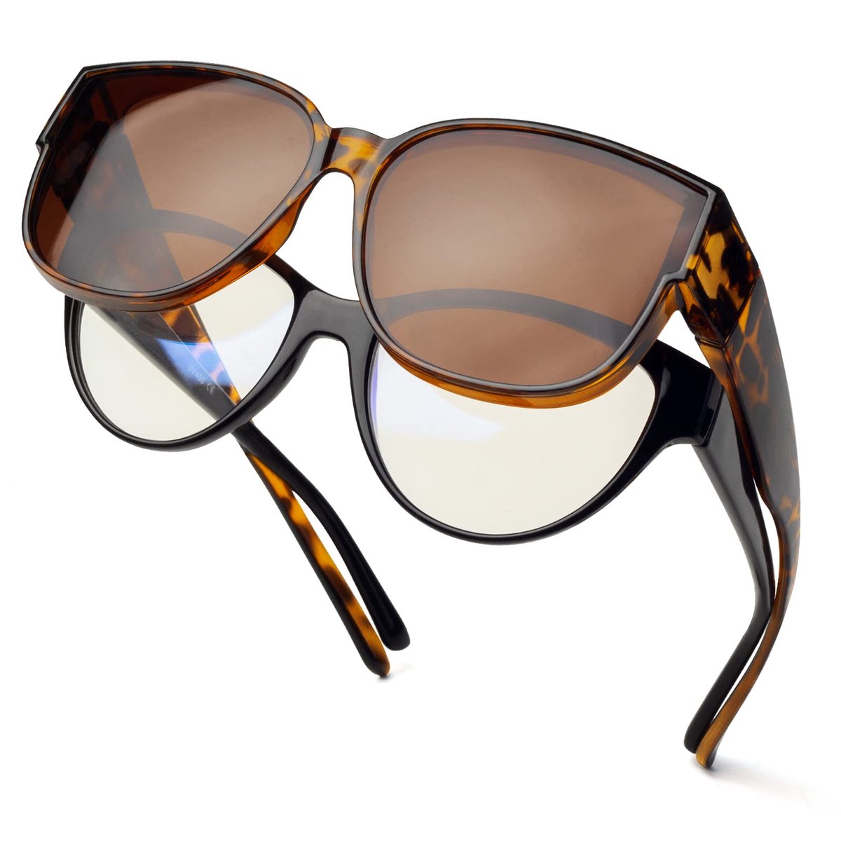 SnelShoppen - Face Shadow Gepolariseerde Overzet Zonnebril Dames - UV-bescherming, Ultra Licht, Clip on Zonnebril voor Brildragers, Perfect voor Zomer