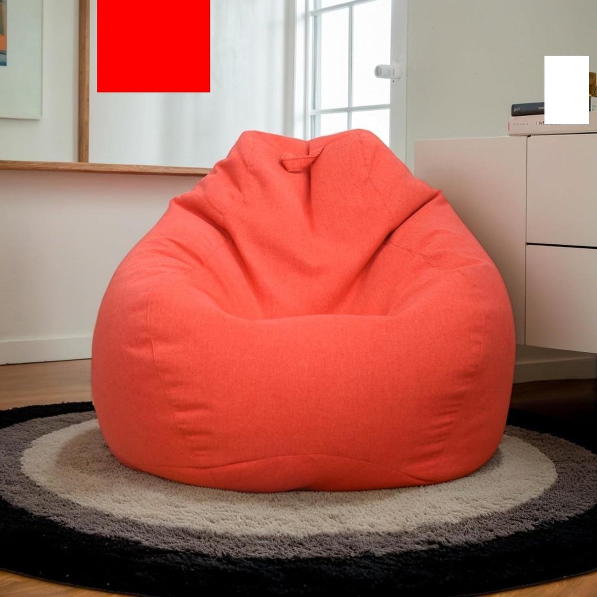 Zitzakbank - Luie bank vloerkussen - Ontspannen en loungen - Machinewasbare hoes - 80x90cm - Rood