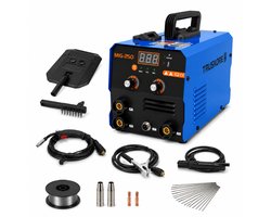 Truskore MIG-250 Lasapparaat – 3-in-1 MIG/MMA/Lift TIG – 20-120A – Meerproceslaser– IGBT Inverter – Compact Inverter Lasmachine – LED Display – Blauw