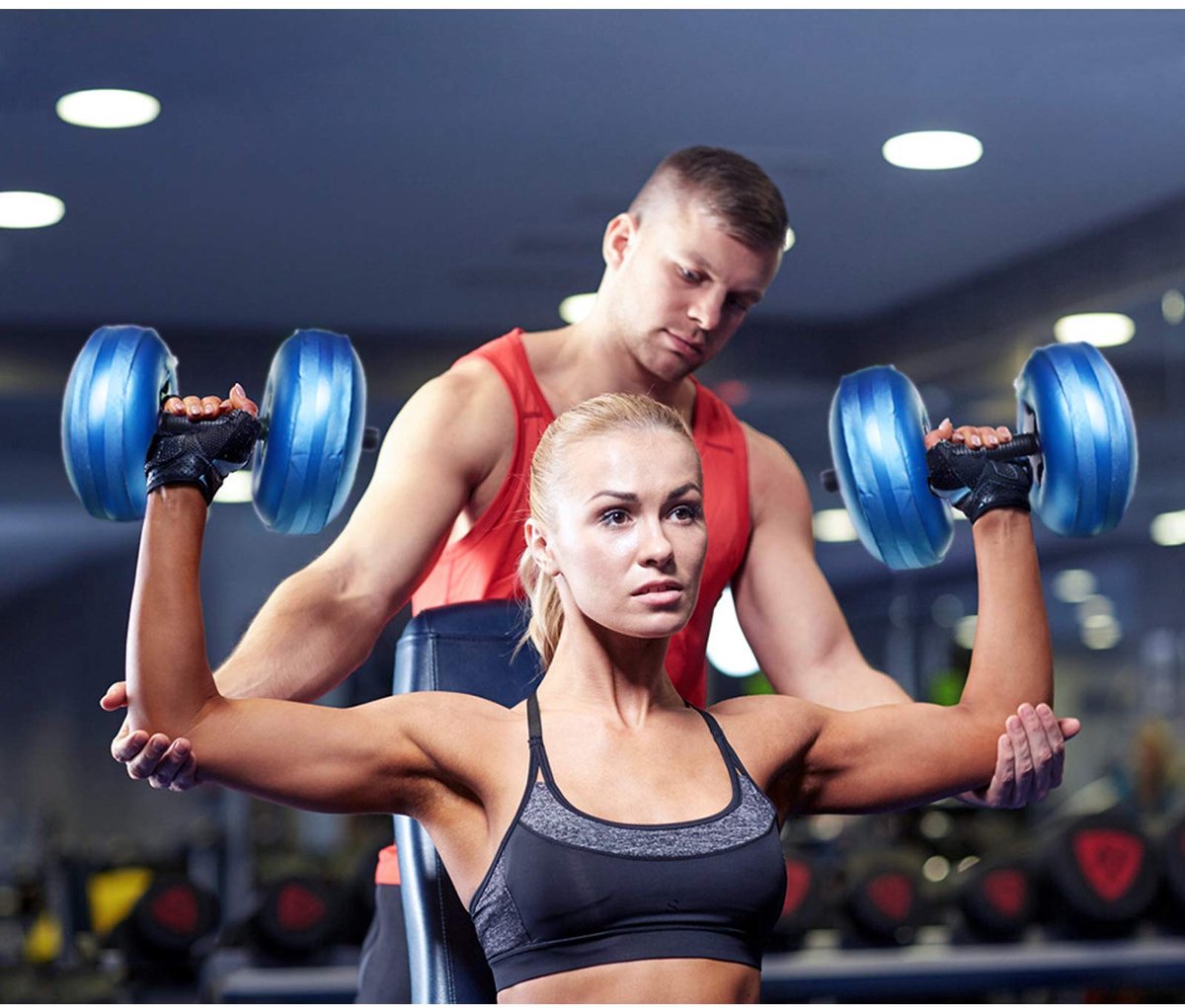 SnelShoppen - DEIRIS 8kg gewichten set 2 in 1 verstelbare halters, water dumbbells, ideale fitness halterset voor thuis, reizen en sport