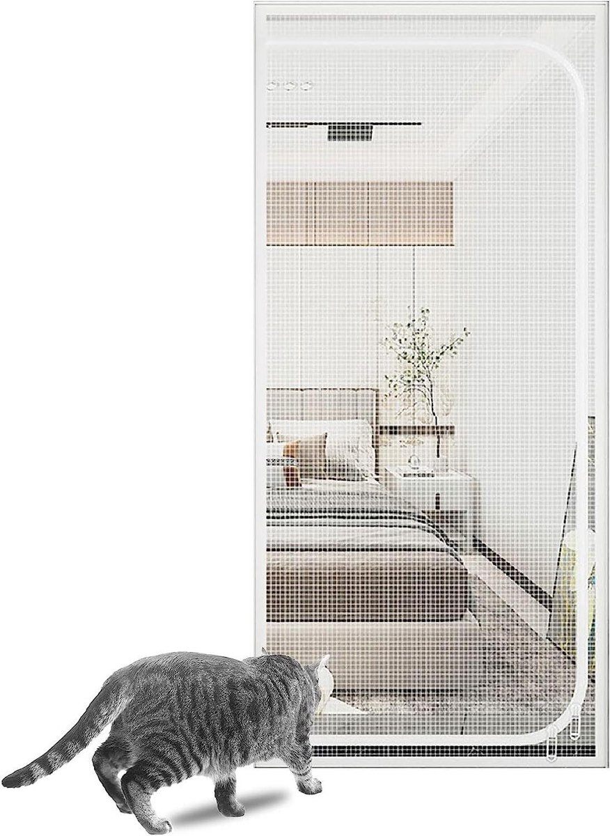 Kattenhordeur - Huisdiergaas Deur - Huisdieren Binnenhouden - Dubbele Ritssluiting - 90x200cm - A
