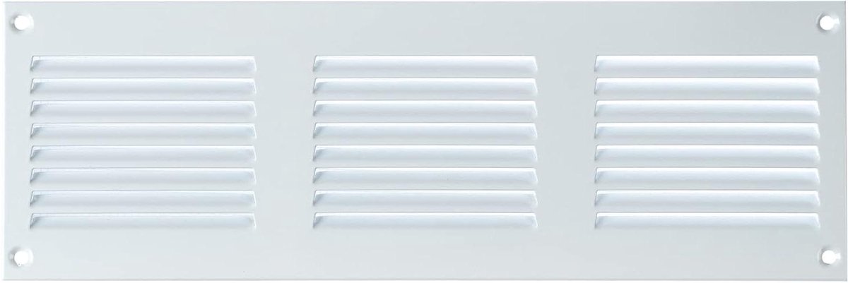 Ventilatierooster Met Insectengaas - Ventilatieafdekking Muurrooster - Luchtcirculatie Verbeteren - Gegalvaniseerd Plaatstaal - 300x100 mm - Wit