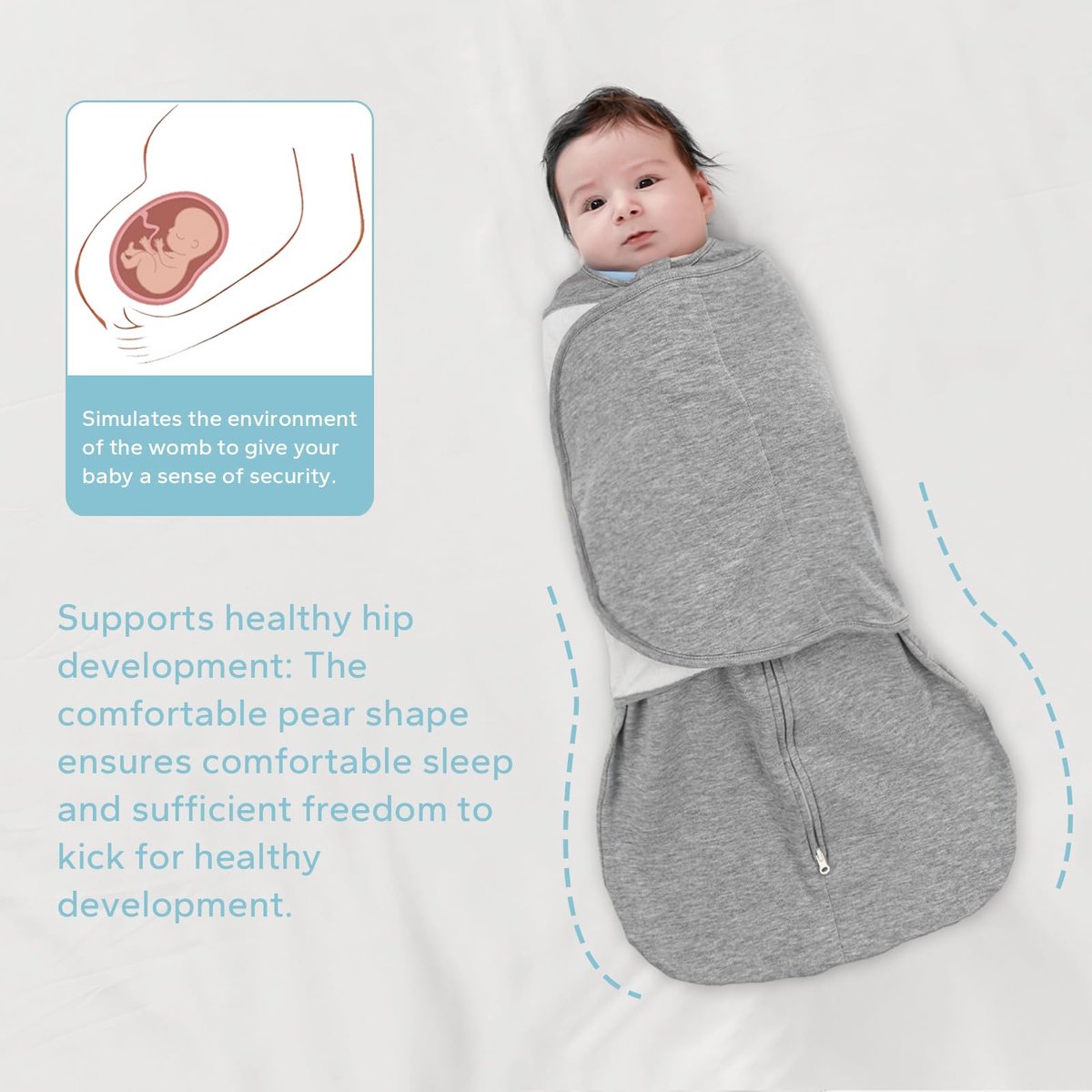 SnelShoppen - Babyslaapzak 1.0 Tog 100% Katoen Zomerslaapzak Grijs Voor 0-6 Maanden, Ademend en Comfortabel, Ideaal voor Thuis en Op Reis