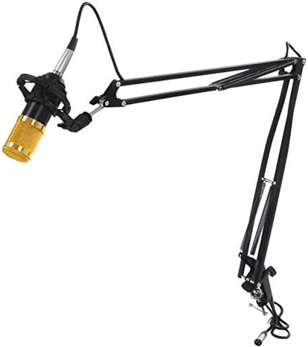 Microfoon Standaard - Microfoonarm Tafelstatief - Podcasts Opnemen - Geïntegreerde Kabel - 43-105 cm - Zwart
