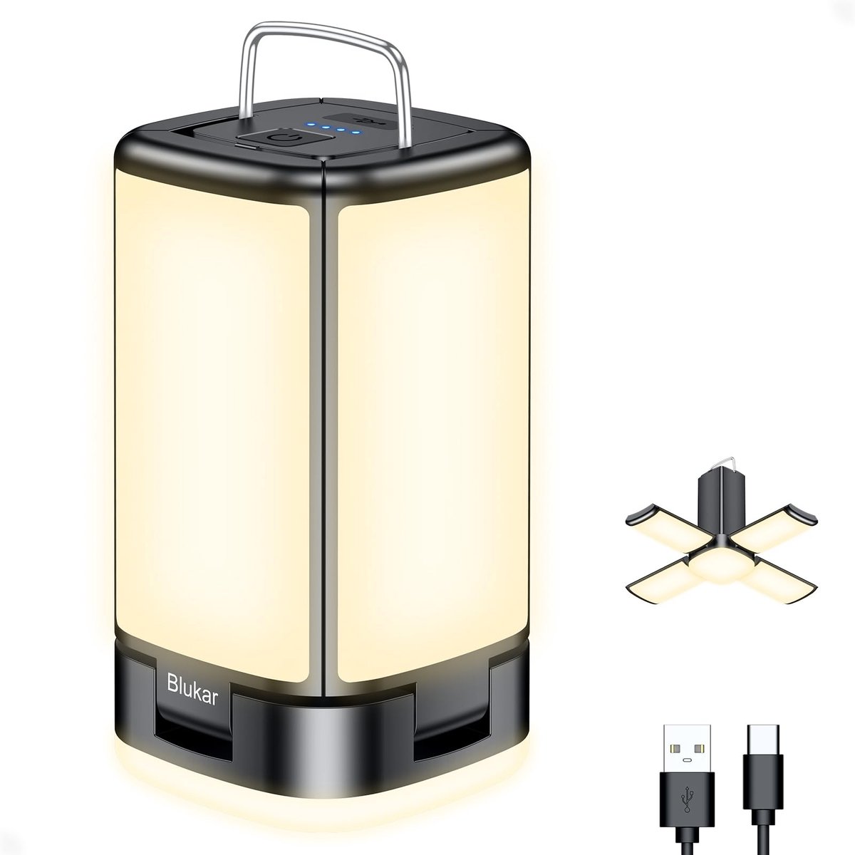 SnelShoppen - Blukar Led Campinglamp - Superhelder 116 LEDs - Campinglantaarn met 7 Lichtmodi - USB Oplaadbaar - 10+ Uur Gebruiksduur - Multifunctione