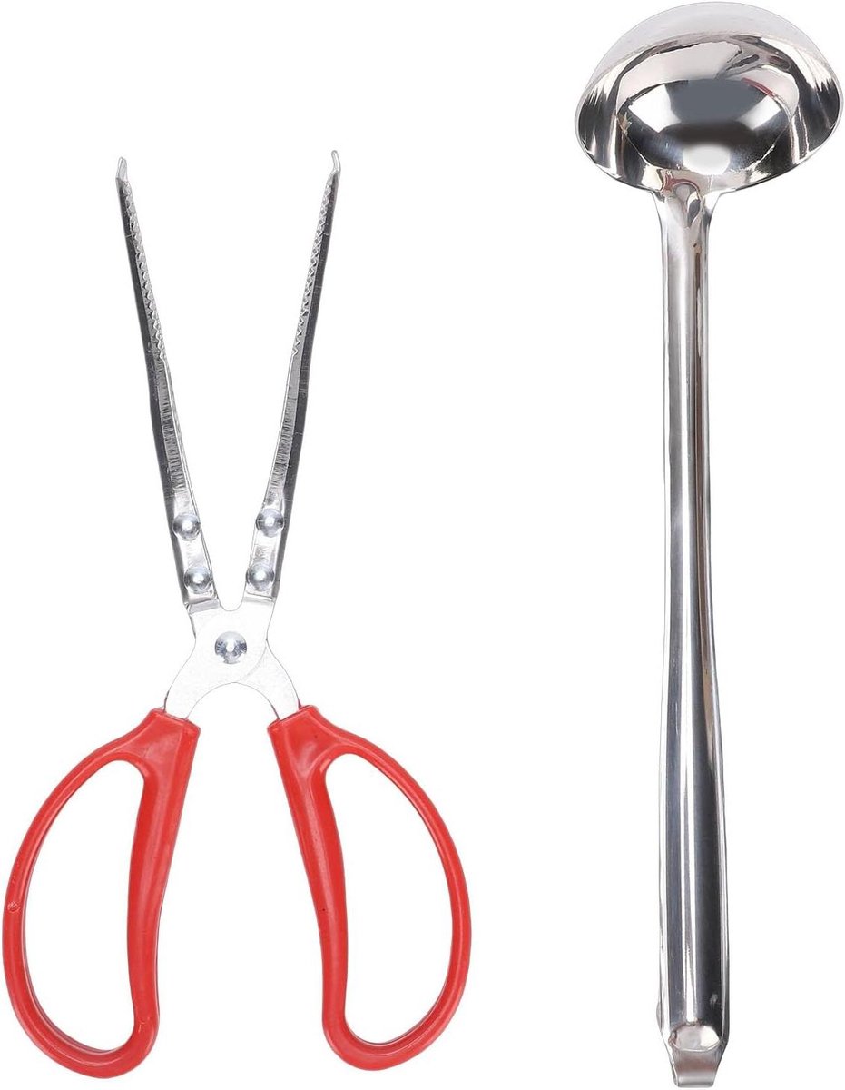 Haardtang en Schepset - Vuurkorf Gereedschap - Vuur Beheersen - Gietijzeren Constructie - 30 cm Bereik - Zwart