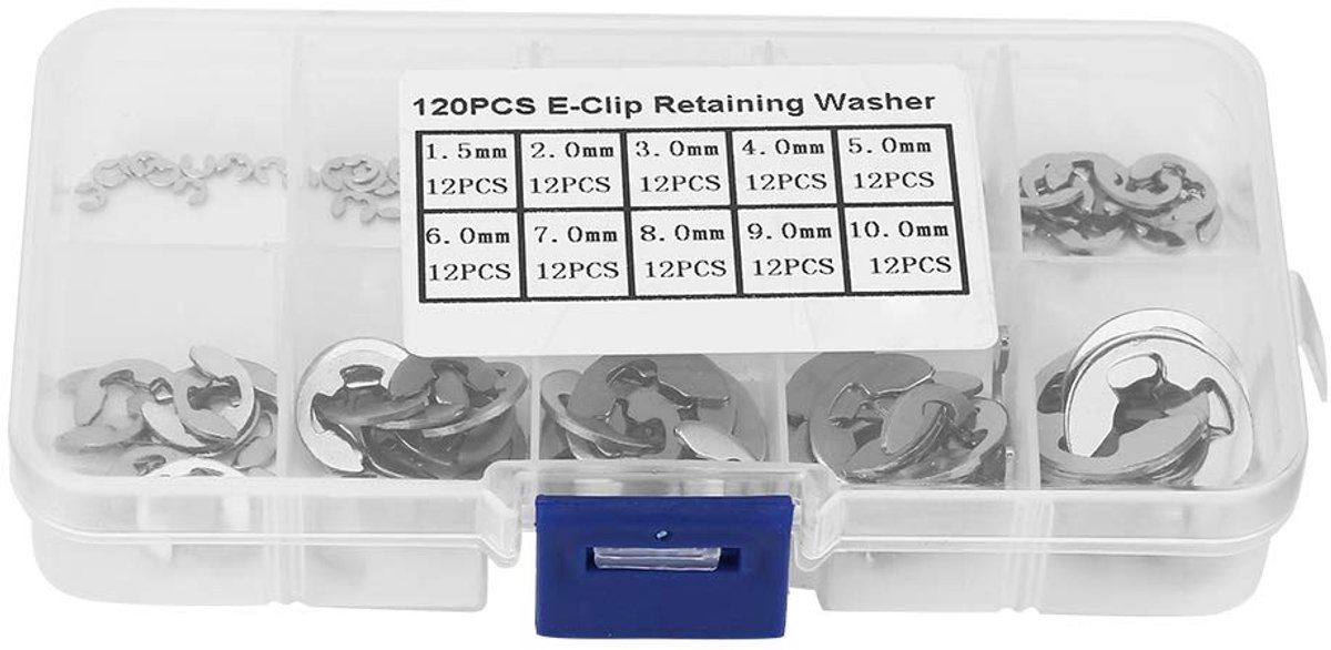 Dailygoods - E-Clip Sicherungsring Kit 1,5 mm-10 mm - 12 Stuks Roestvrij Staal