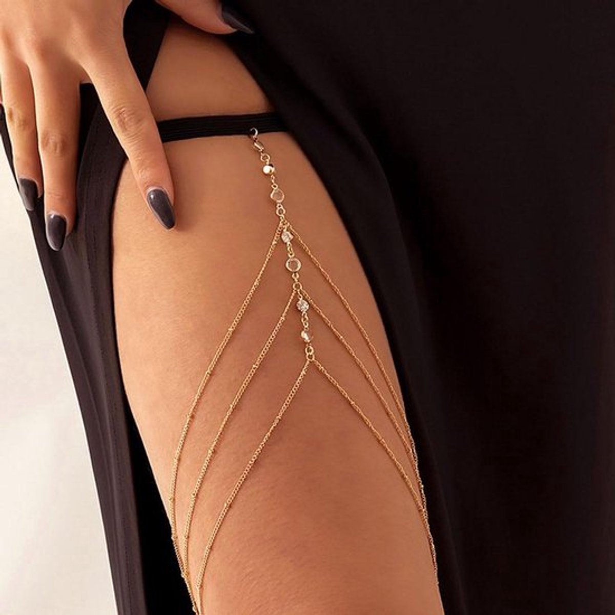 Gelaagde Parel Strass Dij Ketting Body Chain - Zomer Strand Sieraden - Vrouwen Meisjes - Accessoires Bovenbeen - Sexy Bikini
