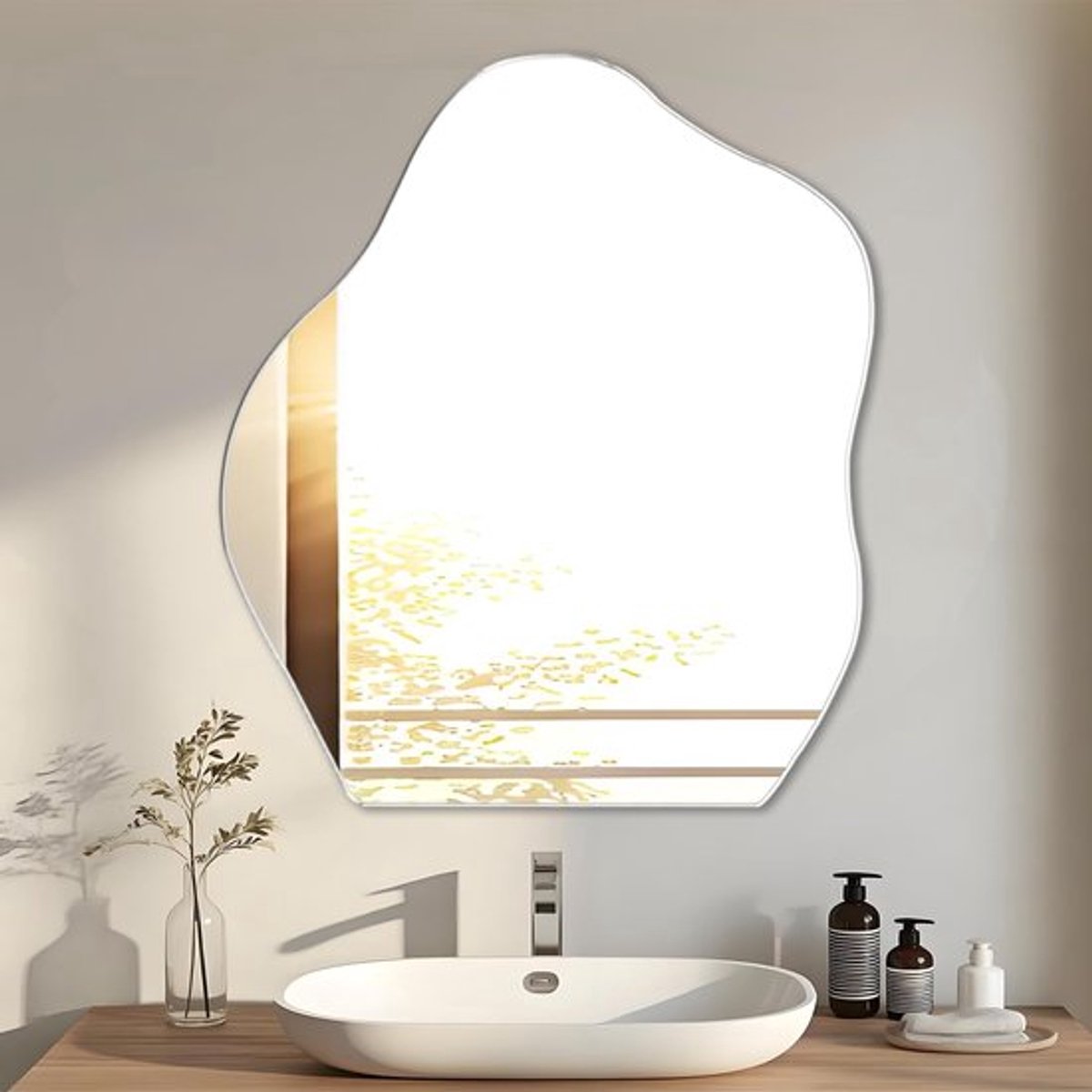 Wandspiegel HD-glas 47,7 x 38 cm - Frameloze Spiegel - Zelfklevende Plakspiegel - Badkamer