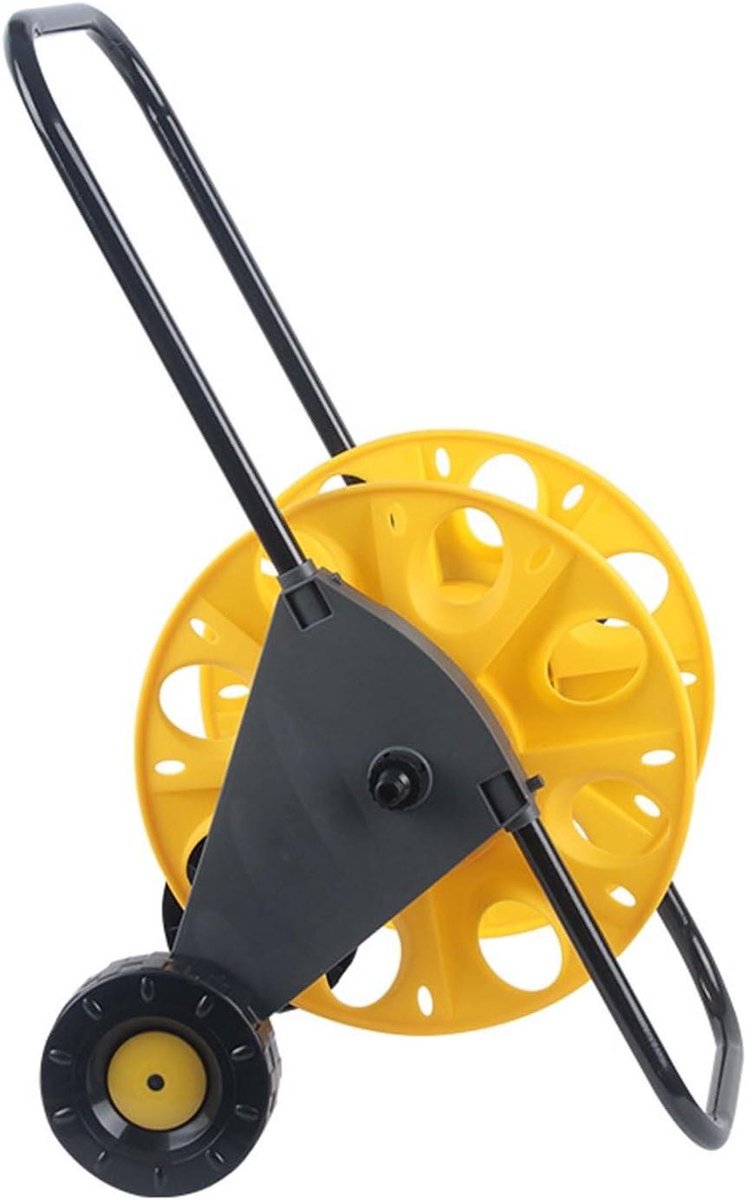 Tuinslanghouder Wagen - Slangenwagen Trolley - Tuinslang Opbergen - Met Stabiele Slanggeleider - Capaciteit 50 cm - Geel