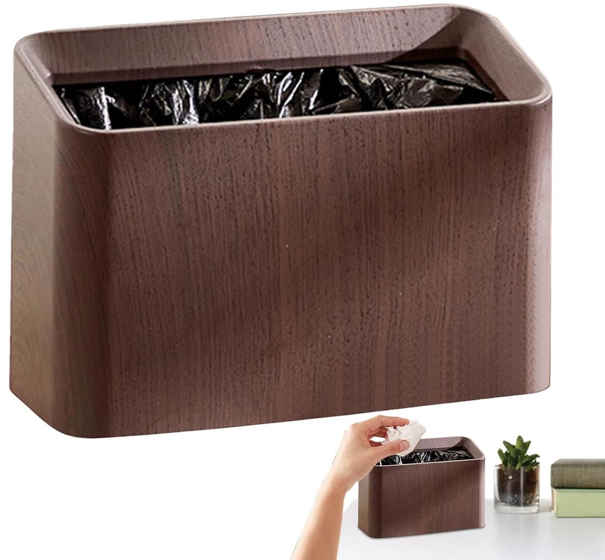 Bureau Papierbak - Prullenbak Bureau - Afval Opruimen - Tijdbesparend Ontwerp - 235 x 105 x 16 cm - Okkernoot