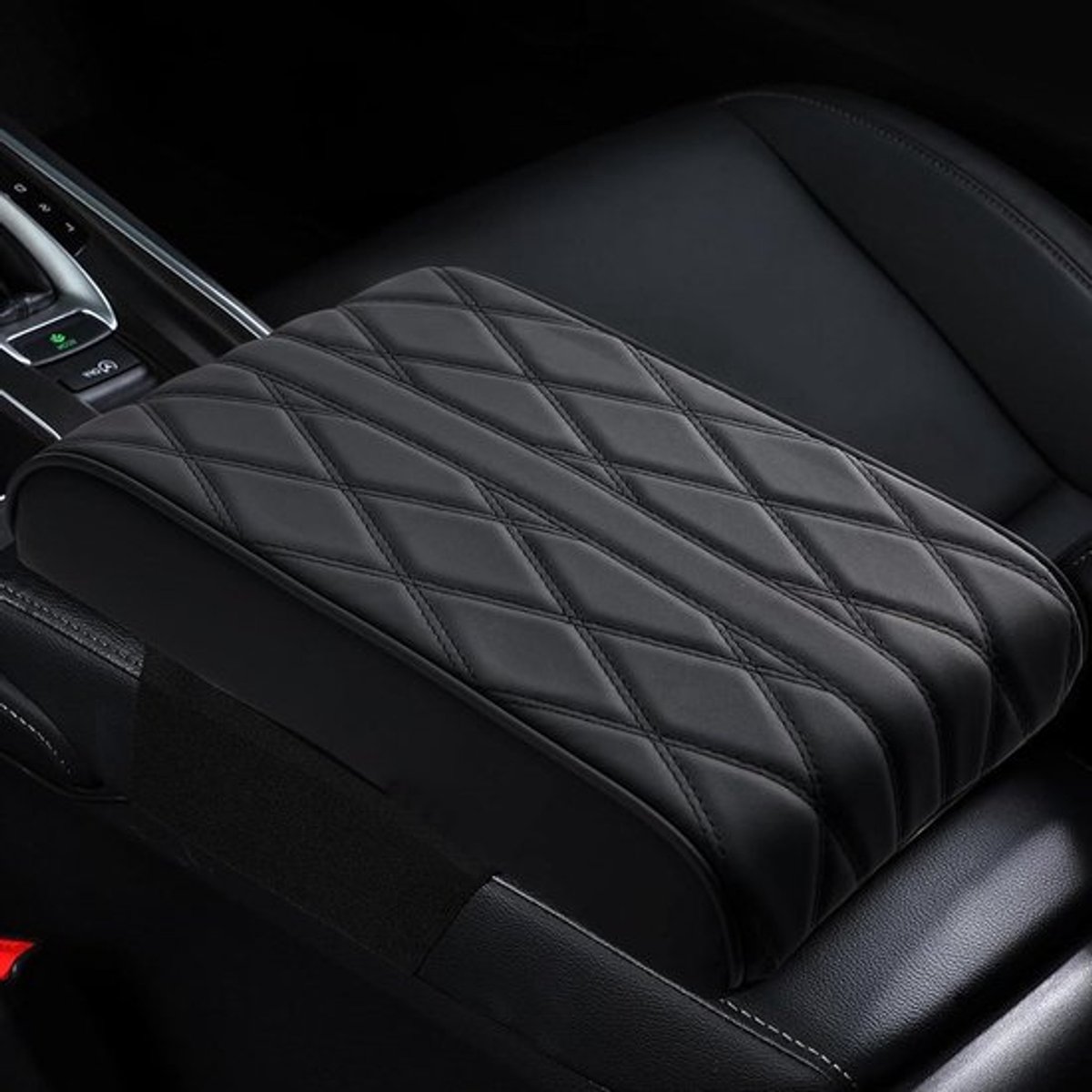 Lederen auto-armleuningpad met traagschuim voor SUV en vrachtwagen - Zwart