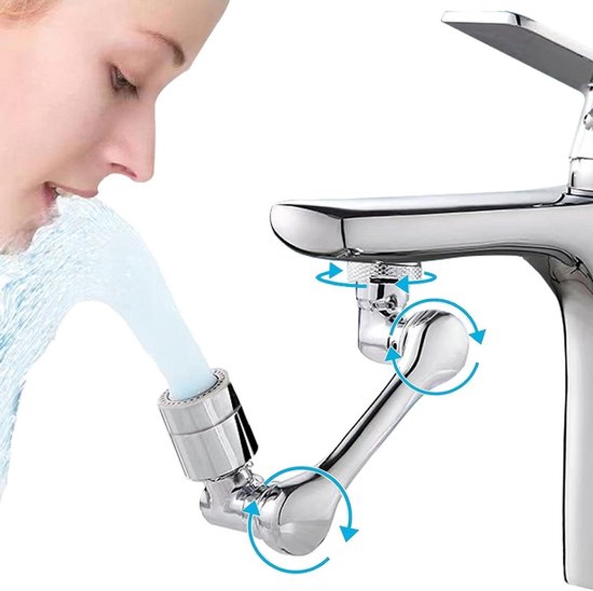 1080 ° draaibare kraanfilter met 2 sproeifuncties voor badkamer - Ideaal voor gezichtswassen, gorgelen en oogverzorging