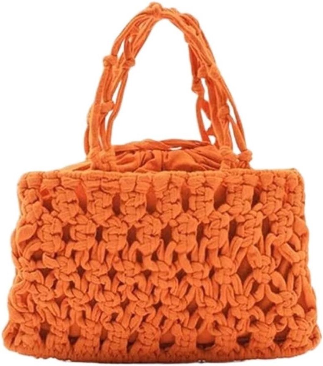 Strandtas Geweven Tas - Handtas Schoudertas - Zomerse Uitstapjes - Handgemaakt Stijlvol Design - 28 x 20 x 10 cm