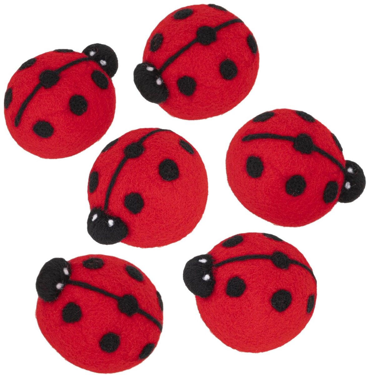 HI drogerballen/wasbollen - 6x stuks - lieveheersbeestjes - voor zachte/kreukvrije was - wasdroger ballen