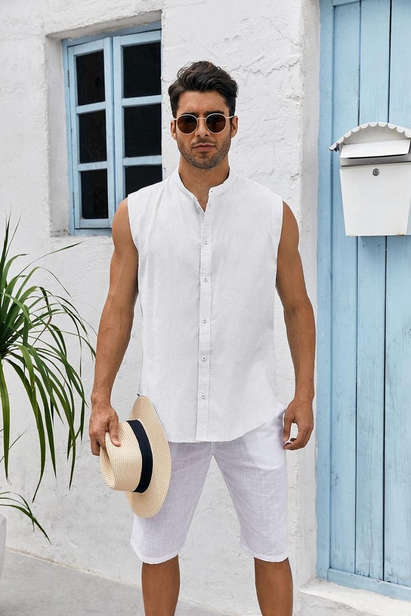 SnelShoppen - Mouwloos herenhemd Tanktop XXL Wit Katoenen Spiershirt voor Zomer Vrije Tijd Vakantie Sporten Buitenactiviteiten