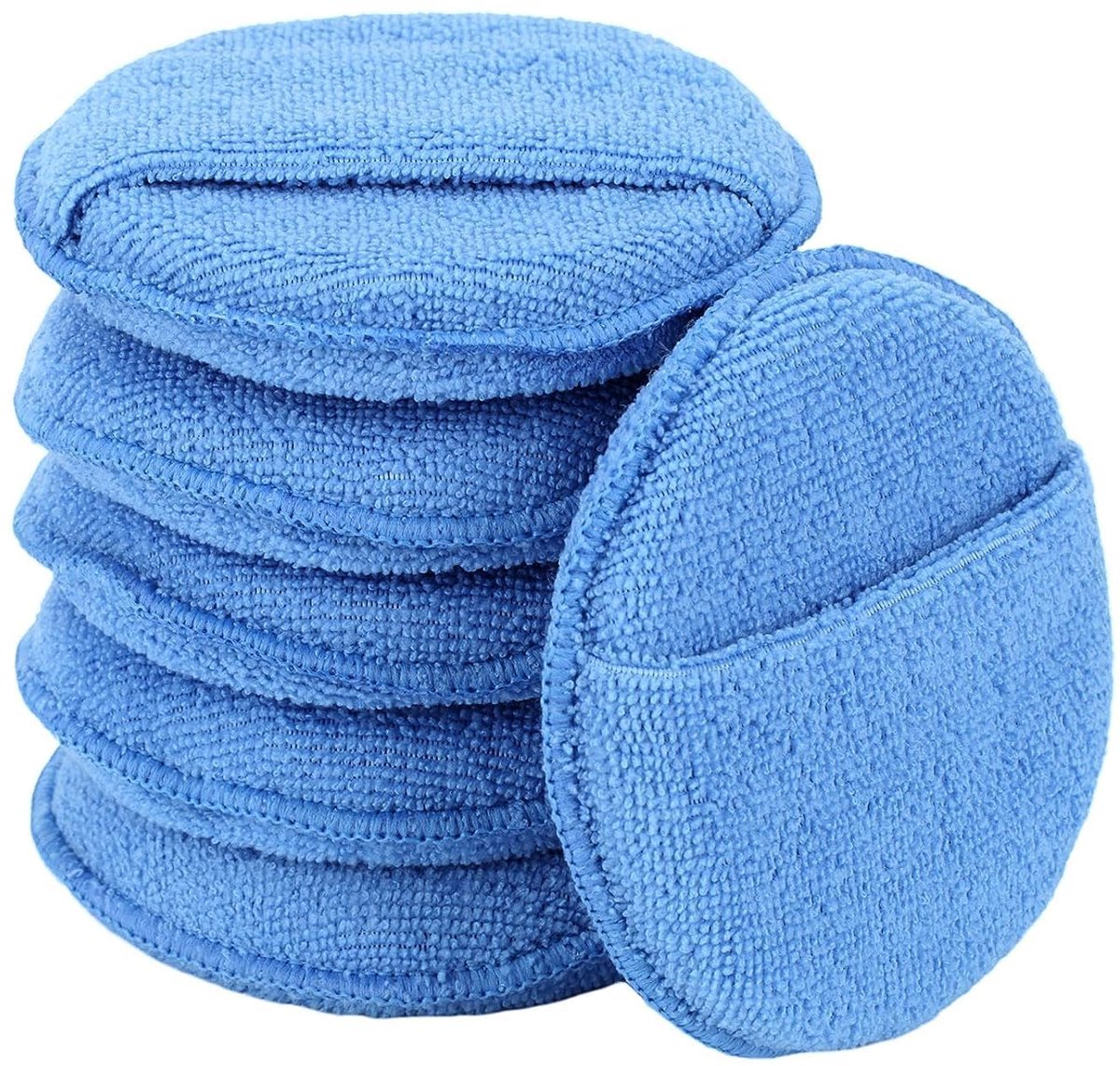Polijstspons - Automotive - Microvezel aanbrengpad voor autowax - Met vingerhoedje - Aanbrengdoek voor autowax - Voor het reinigen/fijnpolijsten van auto's - Polijstspons - 12,7 cm - Verpakking van 6 stuks