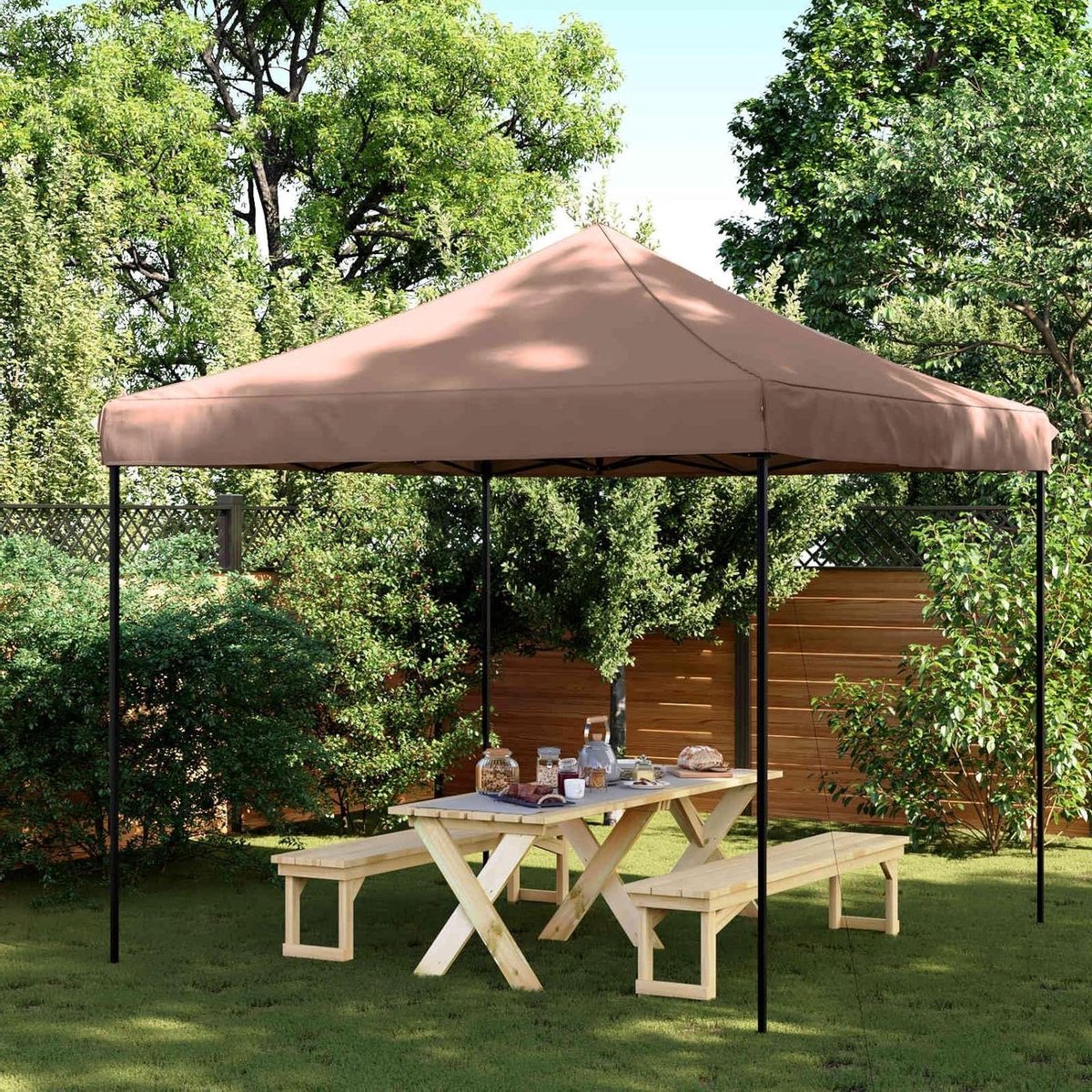 Pop-up partytent - Opvouwbare tent - Feestelijke Bijeenkomsten - Pop-up ontwerp - 292 x 292 cm - Bruin