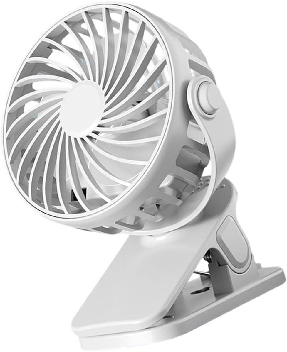 Luchtcirculerende Ventilator - Ventilator met Clip - Bureau Koeling - Stil Motorontwerp - 13.5 x 10.5 cm - Wit Grijs
