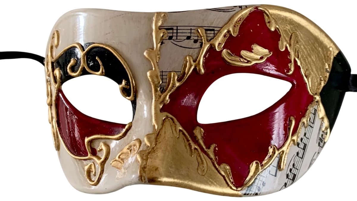 SnelShoppen - Handgemaakt Venetiaans Masker Oogmasker Colombina - Rood-Zwart - Perfect voor Carnaval, Feest, Bal, Dames en Heren