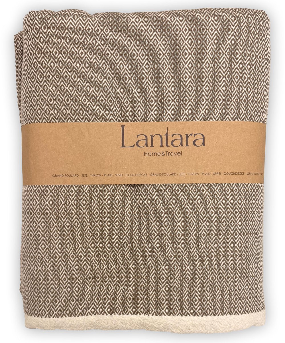 Lantara Diamant - Plaid Grand foulard - Marron Bruin - 190x280cm - Recycled Katoen