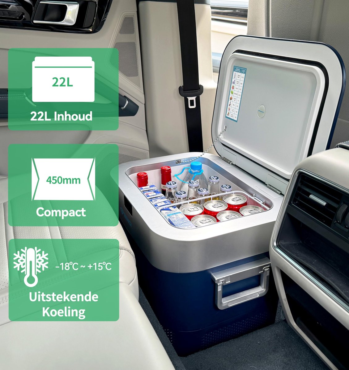 Thijox - Draagbare Koelbox 12.8 Liter Compressor Koelkast voor Auto, Vrachtwagen en Camping - 12/24 V DC en 230 V AC voor Picknick, Thuisgebruik en On