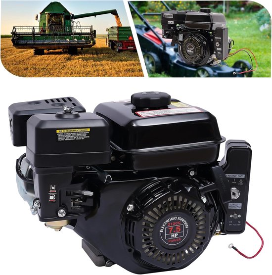 Benzinemotor 4-Takt - Motorblok Motor - Apparaten Aandrijven - Elektrische Start - 210cc - Zwart — afbeelding 4