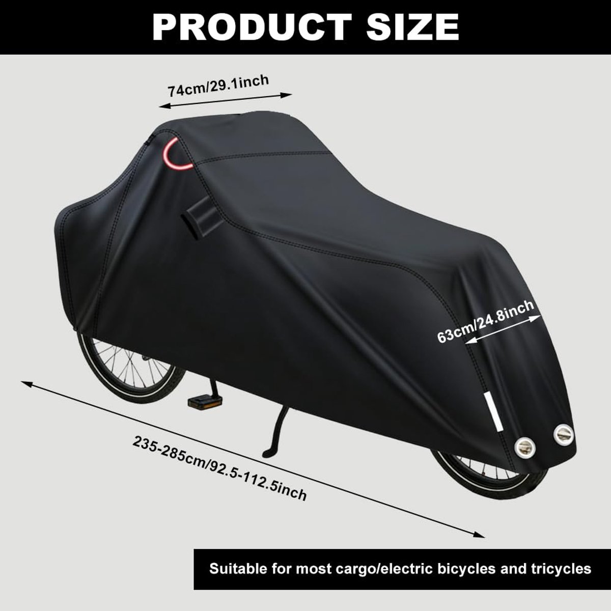SnelShoppen - Waterdichte Fietshoes voor Bakfiets - 420D Oxford UV-Bescherming - Scheurvast met Reflecterende Strips - 270x75x100cm voor 2 Fietsen