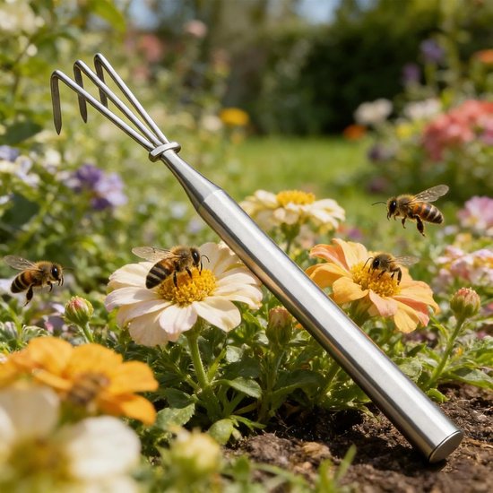 Tuinhark - Wiedhark Bodemluchter - Onkruid Verwijderen - Ergonomische Hendel - 3 Klauwen - Roestvrij Staal — afbeelding 2