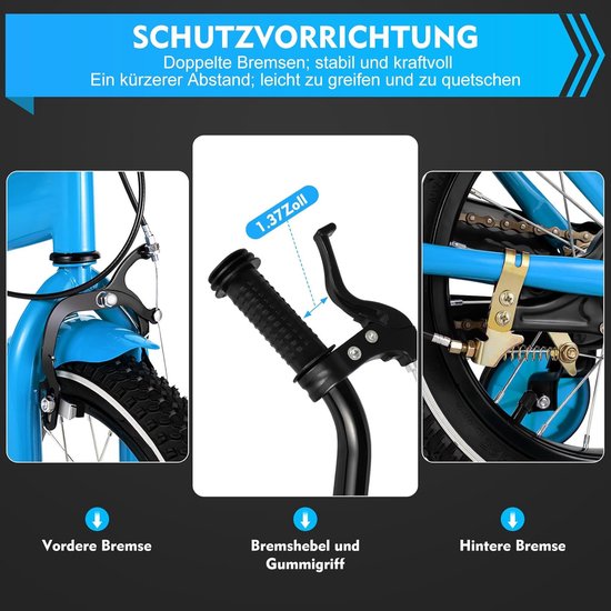 Eszenzics™ Kinderfiets model Sep - 14 inch - Blauw - Hoogwaardig frame - Dubbel remsysteem - Zijwieltjes - Verstelbaar zadel - Unisex van Eszenzics™ — afbeelding 4