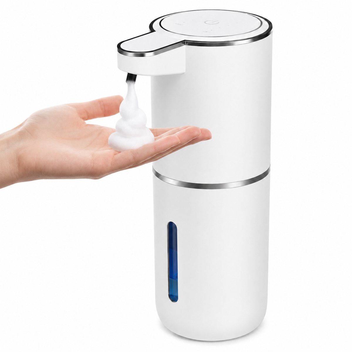 Automatische Zeepdispenser met Sensor – Elektrisch Contactloos Zeeppompje – Schuimdispenser – USB-C Oplaadbaar – 380 ml – Wandmontage Zonder Boren – Wit