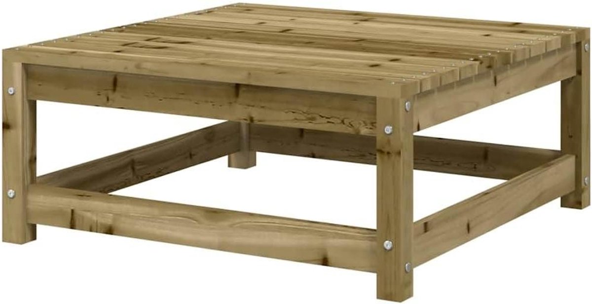 Houten Tuin Voetenbank - Ottomaan Tuinmeubel - Ontspannen Buiten - Geïmpregneerd Grenenhout - 70x70x30 cm - Natuurlijk