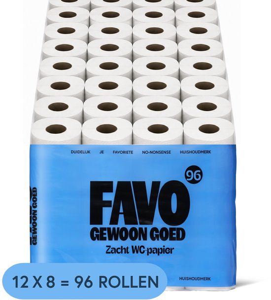 Favo Toiletpapier – 96 rollen – 180 vellen per rol – zacht & sterk wc-papier – voordeelverpakking