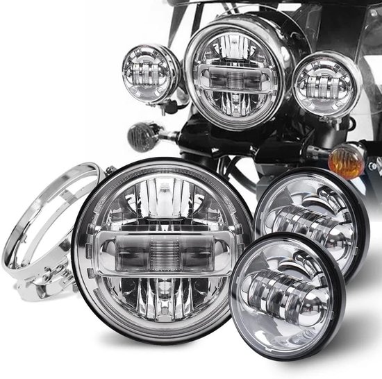Motorfiets Koplamp - LED Koplamp - Veiliger Rijden - Hoge Intensiteit LED Chip - 7 Inch - Chroom — afbeelding 2