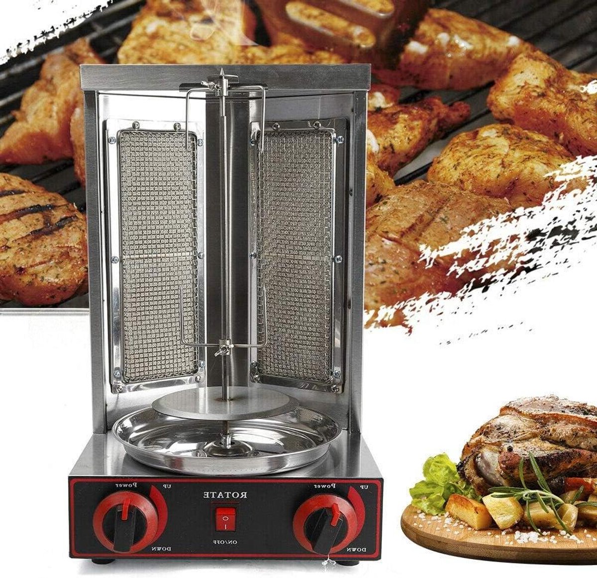 Verticale Grill - Dönergrill Gyrosgrill - Thuis Grillen - 3000W Vermogen - Tafelmodel - Roestvrij Staal