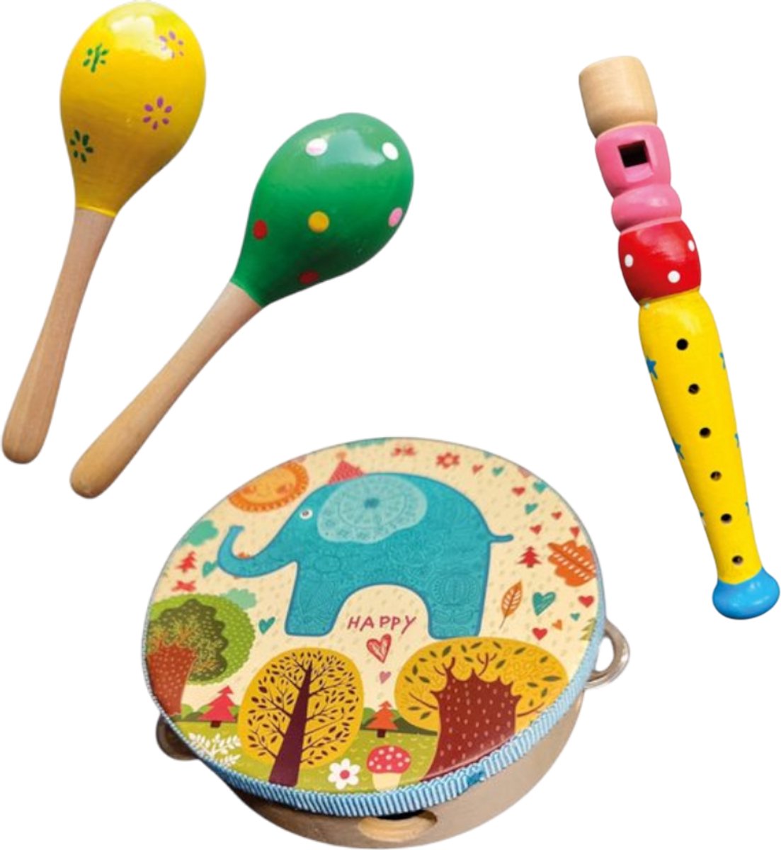 Jobber Toys Muziekset Kinderen - Tamboerijn Blokfluit en Sambaballen
