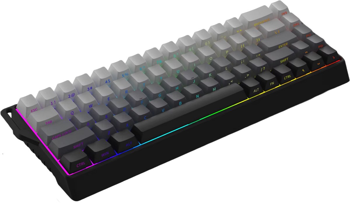 Amply K68 Mechanisch Gaming Toetsenbord - Draadloos Bluetooth & 2.4GHz en Bedraad - Hot-Swap - RGB Verlichting - 65% 68 Toetsen - Grijs