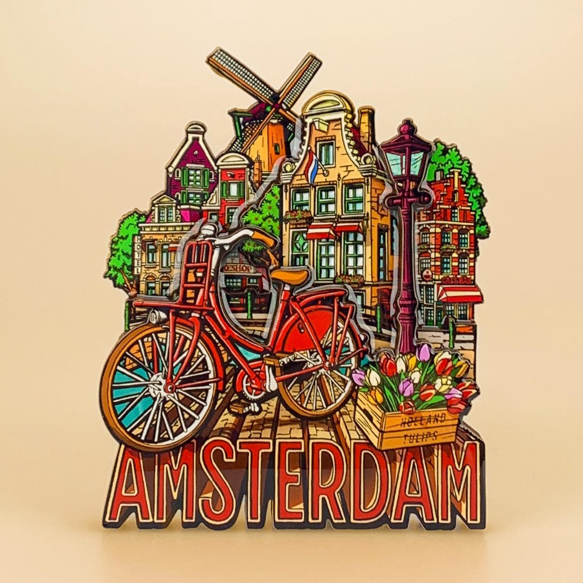 Magneet mdf/epoxy City vibes fiets Amsterdam