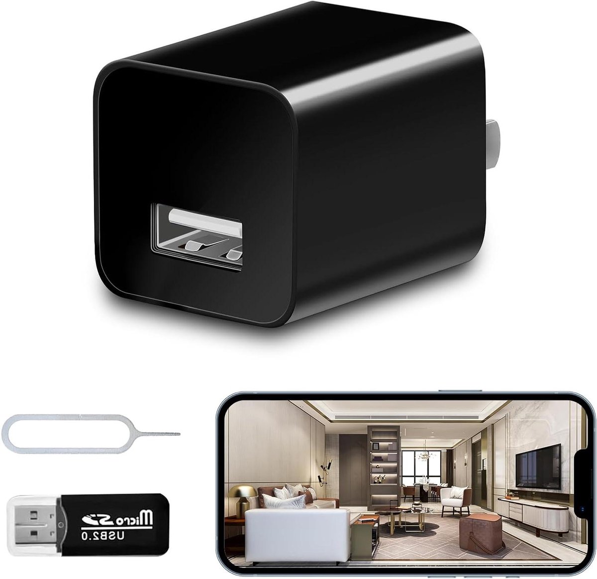 Beveiligingscamera Binnen - Spycam Detector - Huis Beveiligen - Onopvallende Camera - 1080P HD - Wit