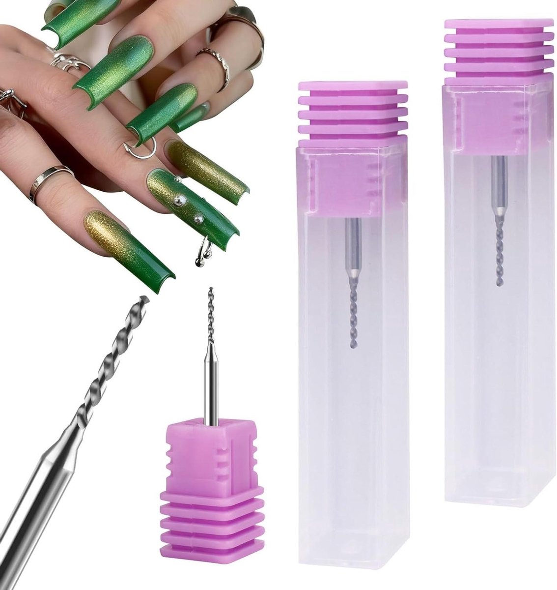 Nagelboor Carbide - Manicure Tool - Nagelverzorging - Corrosiebestendig Wolfraamstaal - 2 stuks - Paars