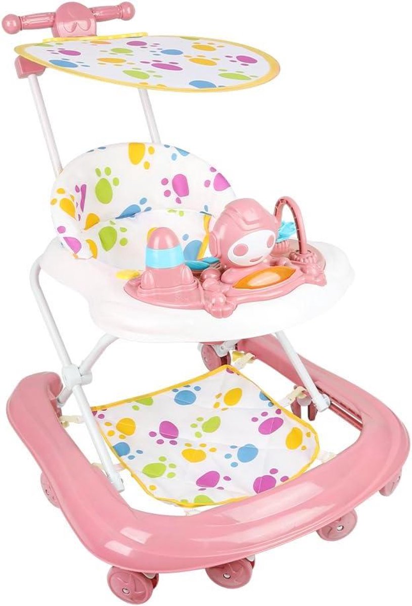 Baby Loopwagen - Loopstoel Kinderwagen - Baby Leren Lopen - Opvouwbaar Muziek Speelgoed - 62 x 68 x 36-81 cm