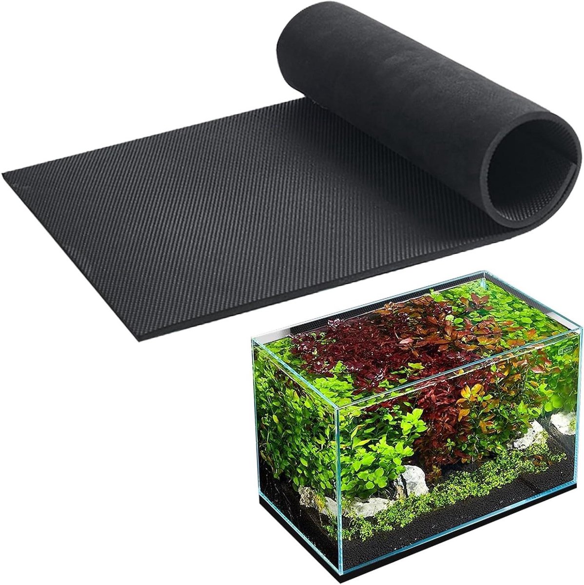 Schuimrubberen mat - Aquarium onderlegger - Aquarium beschermen - Schokabsorberend - 76 x 38 cm - Zwart