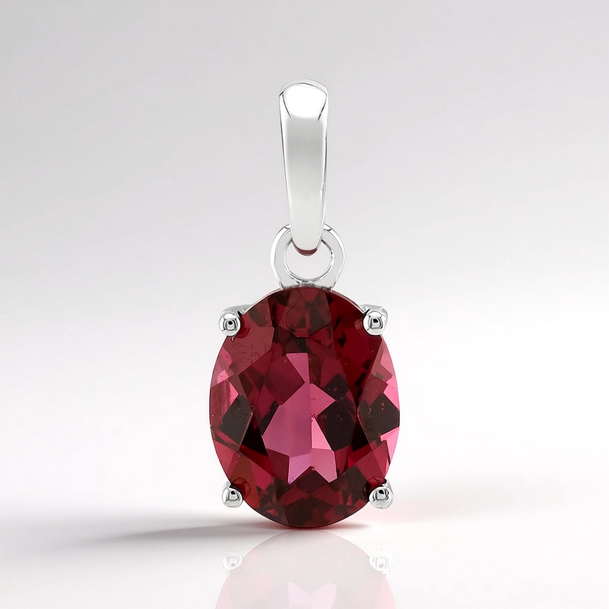 Cavill - Gouden Hanger 9K Witgoud - 1,60 ct Malawi Granaat Ovaal - Elegante Luxe Dameshanger Prong Zetting - Rood - Ovale Granaat Sieraden