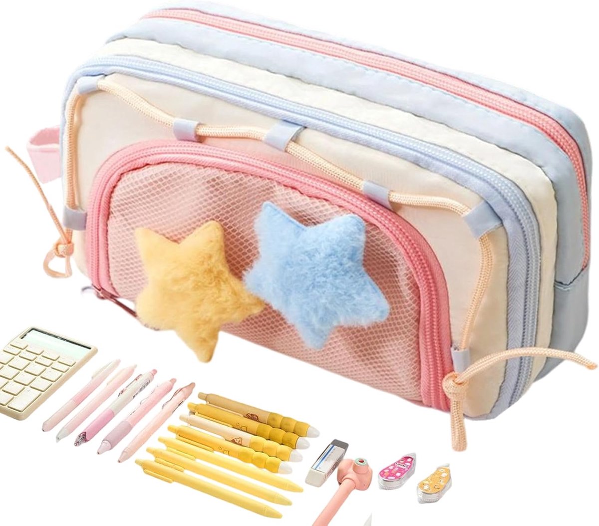 Pennenetui Opbergtas - Schrijfwaren Organizer - School Studie - Multifunctioneel Etui - 21 x 11 cm - Roze