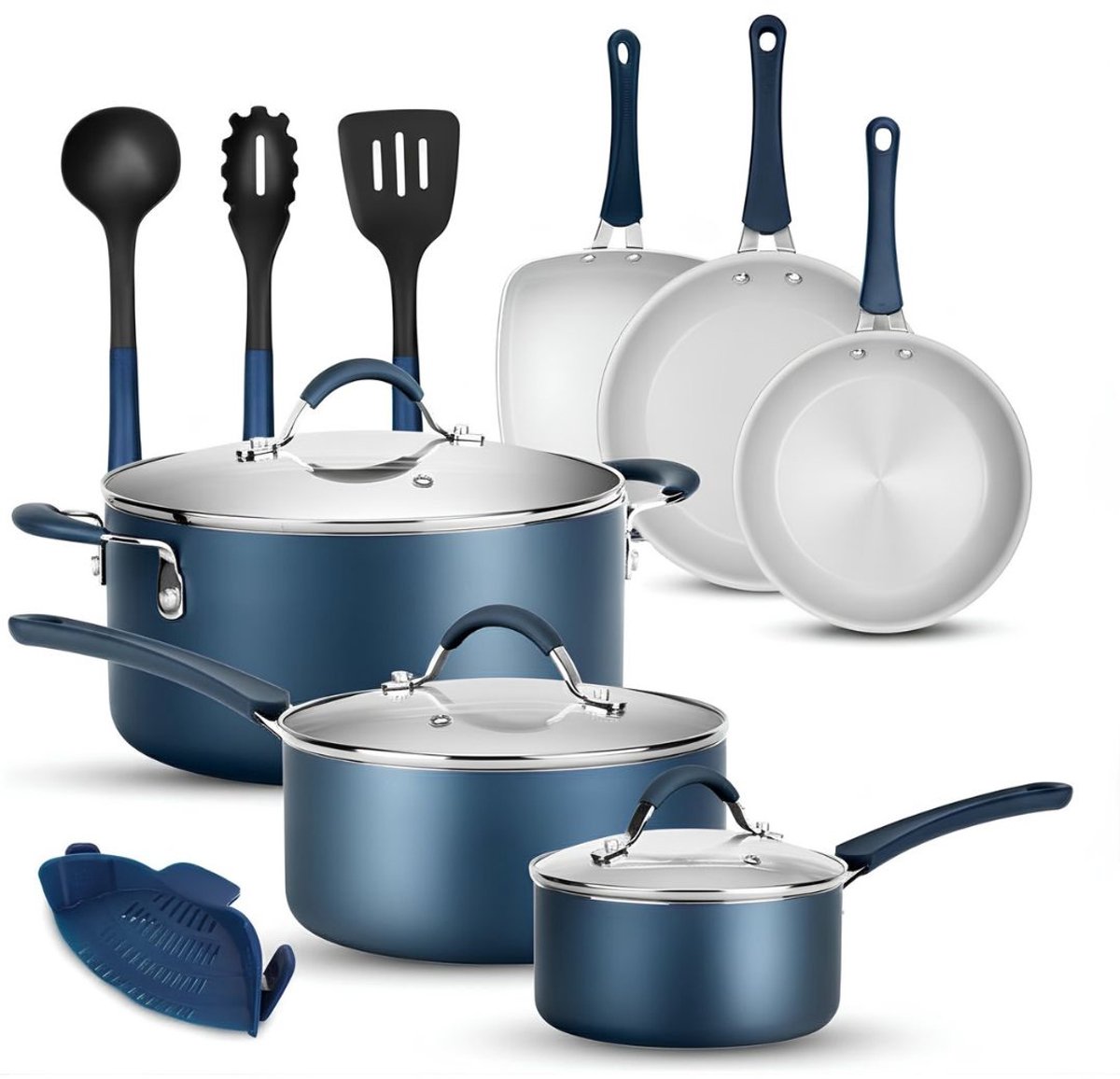 SP® Pannenset - 14 Stuks Pannen - Pannenset Inductie - Blauw - 56cm x 34cm x 22cm