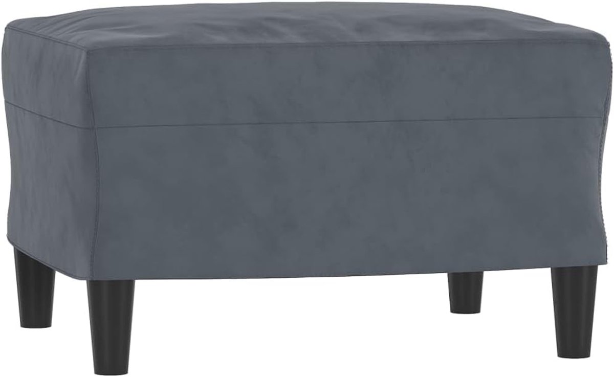 Voetensteun Fluweel - Kruk Hocker - Voeten Rusten - Multiplex Frame - 60 x 50 x 41 cm - Donkergrijs